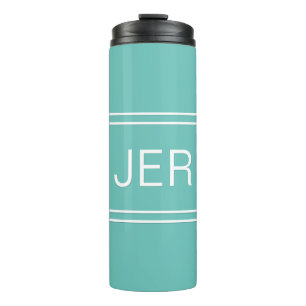 Garrafa Térmica Iniciais Monogramados Drinkware de Viagem de Teal 