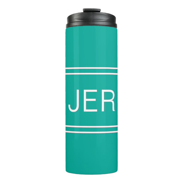 Garrafa Térmica Iniciais Monogramados Drinkware de Viagem Verde Te (Frente)