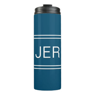 Garrafa Térmica Iniciais Monogramas Café Drinkware Viagem Azul