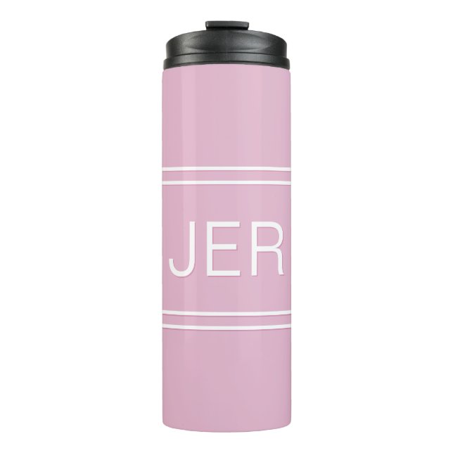 Garrafa Térmica Iniciais Monogramas Drinkware Chic Girly Pink (Frente)