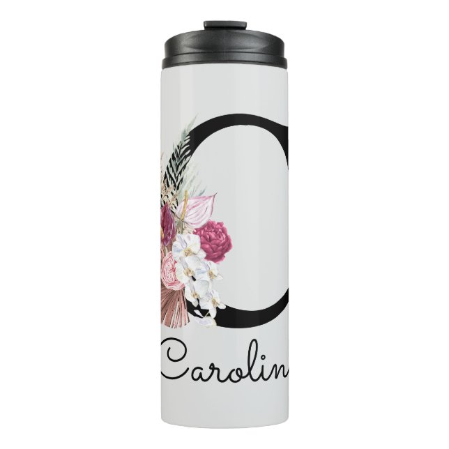 Garrafa Térmica Inicial Floral Rosa Moderna C (Frente)