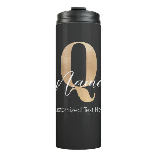 Garrafa Térmica Inicial Moderna Monogramada Q & Nome Personalizado