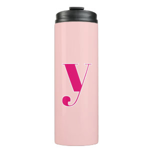 Garrafa Térmica Inicial Monograma Personalizado Rosa e Fuchsia 