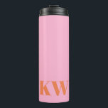 Garrafa Térmica Inicial Monograma Personalizado Rosa Laranja Moder<br><div class="desc">Térmica de Monograma Personalizado Rosa Laranja Moderno</div>