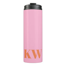 Garrafa Térmica Inicial Monograma Personalizado Rosa Laranja Moder