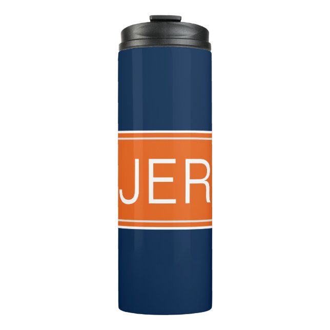 Garrafa Térmica Inicial Monogramada Moderna Laranja Azul Bebida Fo (Frente)