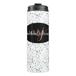 Garrafa Térmica Inscrições Douradas do Elegante Rosa no Black Ther