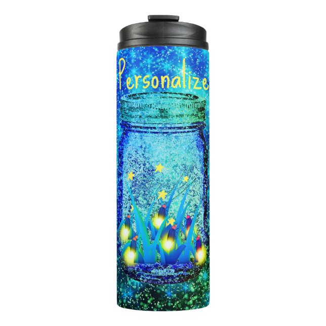 Garrafa Térmica Insetos de relâmpagos de jarro brilhantes azul (Frente)