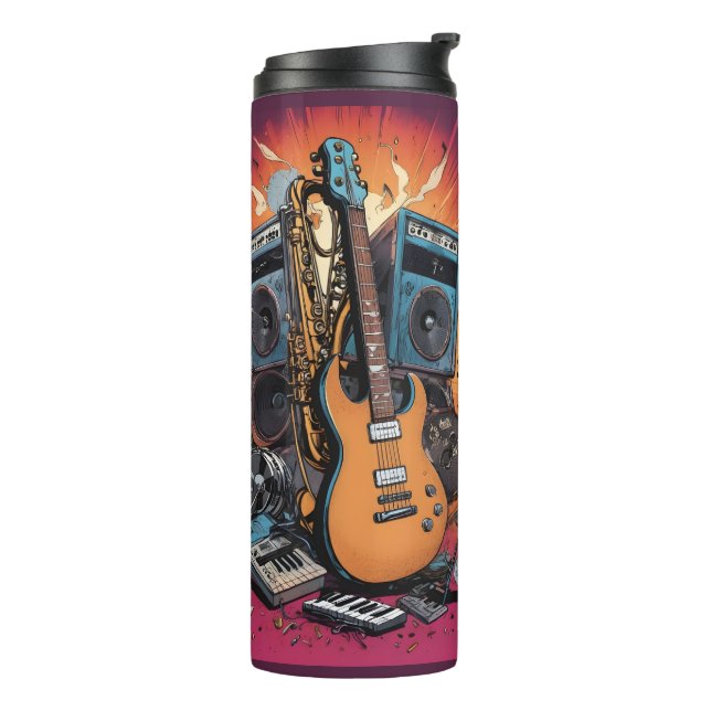 Garrafa Térmica Instrumentos Musicais de Nome Personalizado (Giro à esquerda)