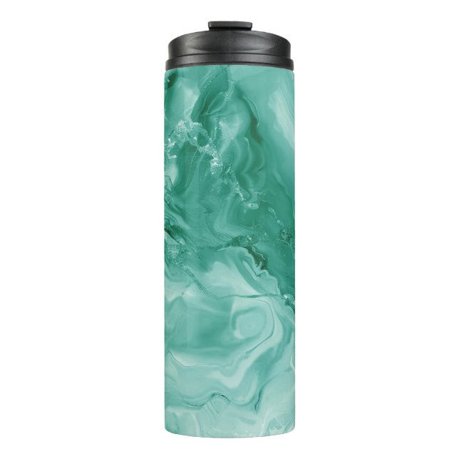 Garrafa Térmica Intricate Marble Pattern in Rich Teal and Green (Frente)
