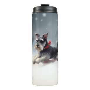 Garrafa Térmica Inverno de Natal de Miniatura Schnauzer