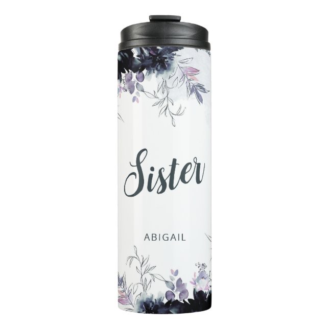 Garrafa Térmica Irmã Personalizada Nocturna Floral (Frente)