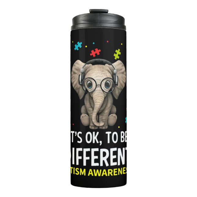 Garrafa Térmica It's ok to be different elephant autism awareness  (Frente)