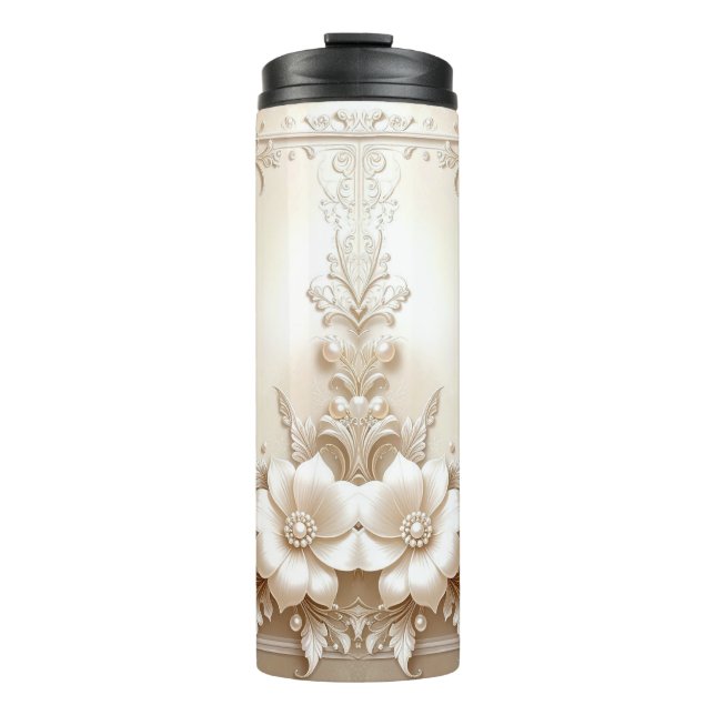 Garrafa Térmica Ivory Flowers Thermal Tumbler (Frente)