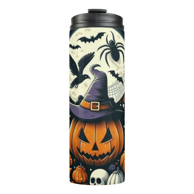 Garrafa Térmica Jack-O'-Lantern Witch Halloween Thermal Tumbler (Frente)