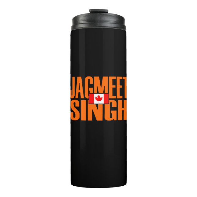 Garrafa Térmica Jagmet Singh Orange Block Text Flag Canadense (Frente)