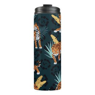 Garrafa Térmica Jaguar Palms - Padrão de Vintagem Sem Costura
