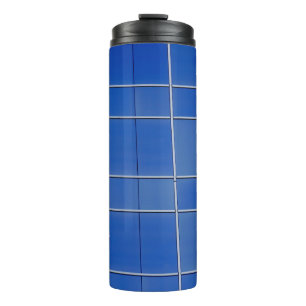 Garrafa Térmica Janelas de vidro azul e branco