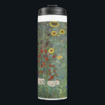 Garrafa Térmica Jardim de fazenda com girassóis por Gustav Klimt<br><div class="desc">Transforme sua vida em uma obra de arte com nosso incrível Jardim de Fazendas com Sunflower, apresentando a pintura icônica de Gustav Klimt. As cores vibrantes e os detalhes intrincados dessa obra-prima irão adicionar um toque de sofisticação e beleza à sua rotina diária. Fabricado a partir de materiais de alta...</div>