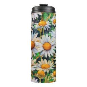Garrafa Térmica Jardim de Flores de Margarida Aquarela