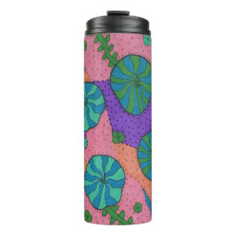 Garrafa Térmica Jardim do Mar Retro em Laranja e Roxo