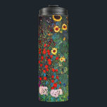 Garrafa Térmica Jardim Flor Gustav Klimt<br><div class="desc">Tumbler térmico com a pintura de óleo do Jardim de Fazendas de Gustav Klimt com girassóis (1907). Um belo jardim de girassóis e belas flores azuis,  vermelhas,  roxas,  rosa e brancas. Um presente de excelente para fãs de Arte Nouveau e de Arte Austríaca.</div>