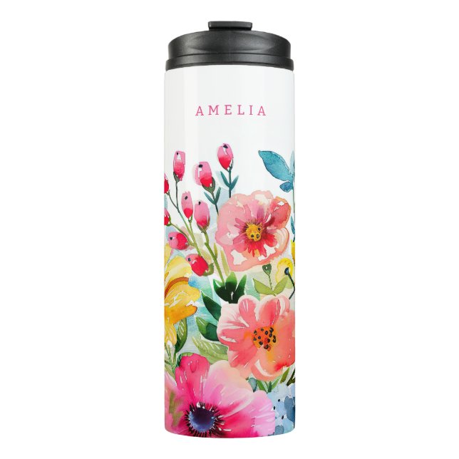 Garrafa Térmica Jardim Floral Vibrante (Frente)