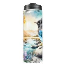 Jay Songbird Watercolor Tumbler de Steller