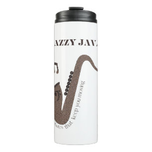 Garrafa Térmica Jazzy Java-Saxofone-Grãos de Café-
