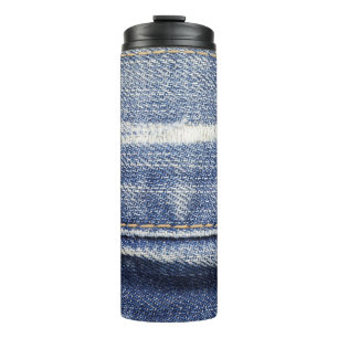 Garrafa Térmica Jeans fundo de textura.