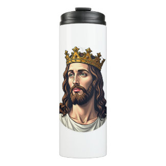 Garrafa Térmica Jesus Crowned King Vintage Engraving Faith Shirt (