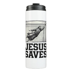 Garrafa Térmica Jesus Salva Goleiro de Futebol Camisa de Gravura V