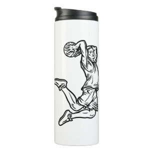 Garrafa Térmica Jogador de Basquete Fazendo Design Escuro de Slam