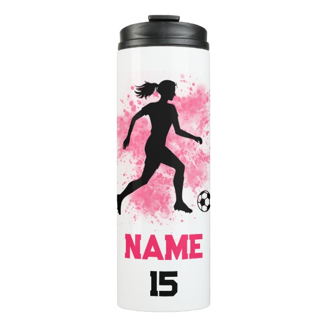 Garrafa Térmica Jogador de futebol feminino personalizado (Frente)