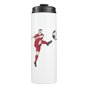Garrafa Térmica Jogador de Futebol Retrô Chutando Bola Ação de Vol