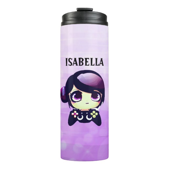 Garrafa Térmica Jogador personalizado de animação Kawaii (Frente)