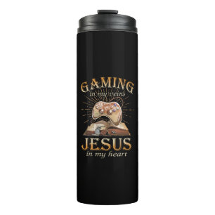 Garrafa Térmica Jogos em Minhas Veias Jesus no Meu Coração