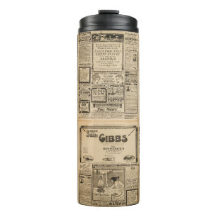 Garrafa Térmica Jornal antigo: fundo de papel vintage.