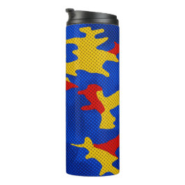 Garrafa Térmica Kansas Blue Red Yellow Vibrant Camo Pattern