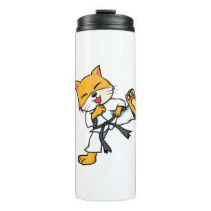 Garrafa Térmica Karate Cat Cartoon Engraçado