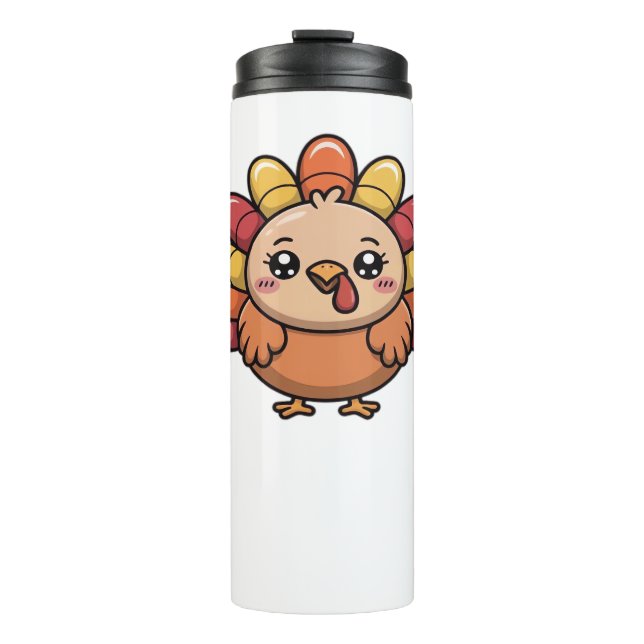 Garrafa Térmica kawaii agradecimento turquia Clássico T-Shirt_1 (Frente)