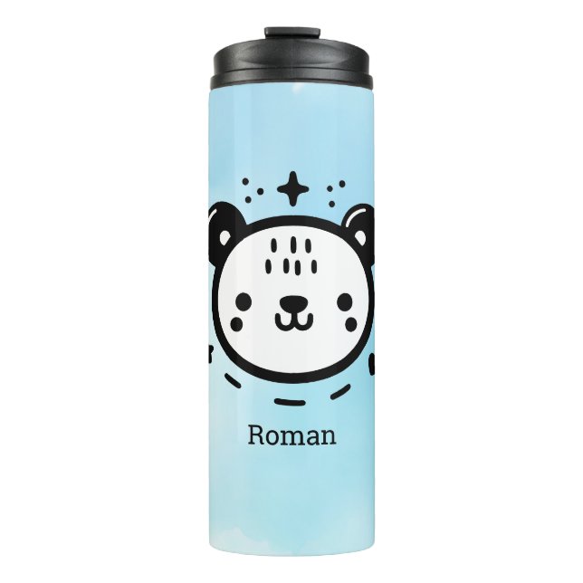 Garrafa Térmica Kawaii Bonitinho Urso Face - Kawaii - Arte de Linh (Frente)