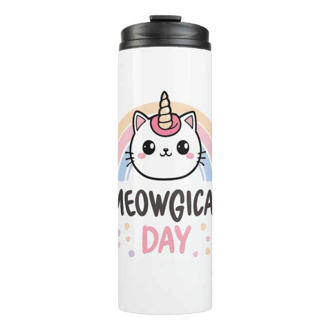 Garrafa Térmica Kawaii Caticorn with Pastel Rainbow (Frente)