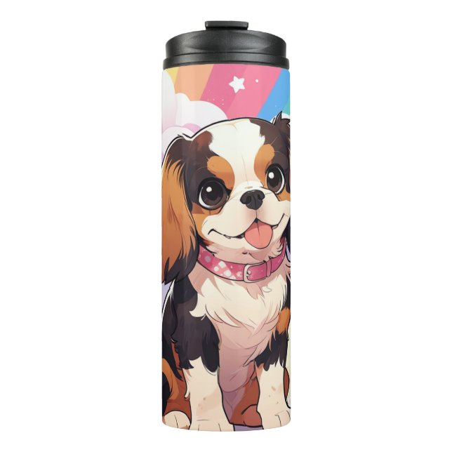 Garrafa Térmica Kawaii Cavalier King Charles Pastel Rainbow (Frente)