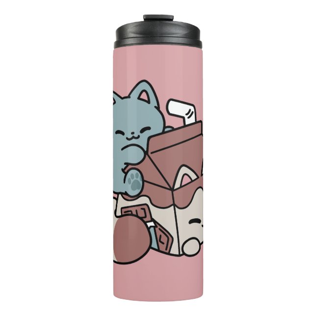 Garrafa Térmica Kawaii Chocolate Milk Cat – Cozy Drink & Cuteness  (Frente)