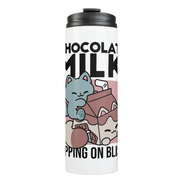 Garrafa Térmica Kawaii Chocolate Milk Cat – Cozy Drink & Cuteness  (Frente)