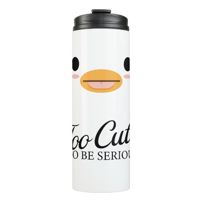 Garrafa Térmica Kawaii Duck Tongue "Muito fofo para ser sério." (Frente)