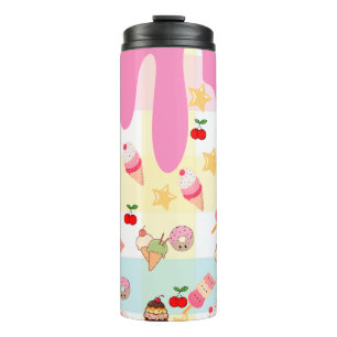 Garrafa Térmica Kawaii Sorvete & Copo Térmico com Gotejamento