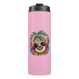 Garrafa Térmica Kawaii Tropical Sloth – Cute Summer Vibes Rainbow