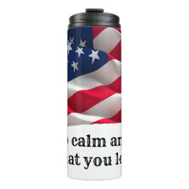 Garrafa Térmica keep calm quote and vibrant american flag